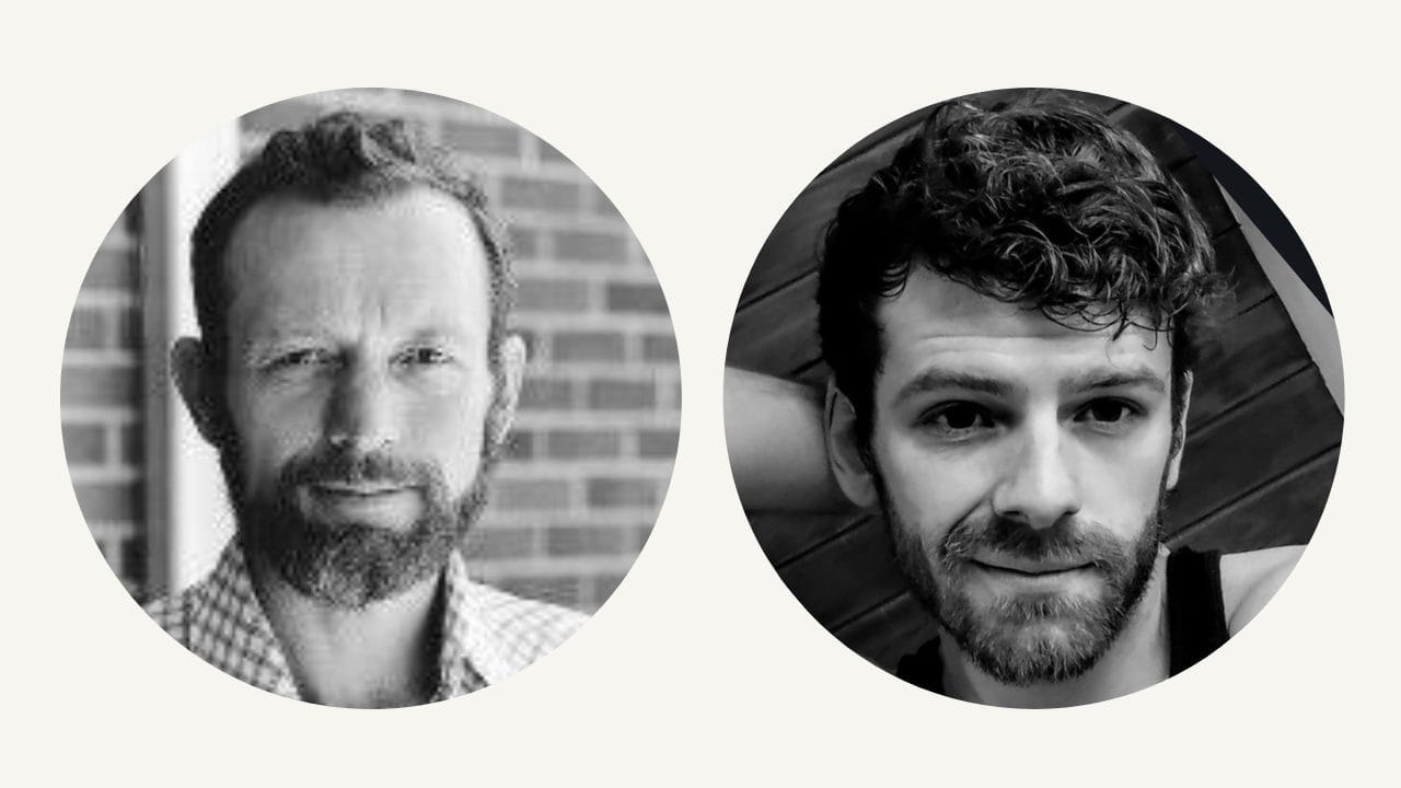 A side-by-side comparison of a portrait of Father Stanley Rother and a photo of Carly's brother, showing their resemblance
